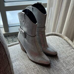 Mix No. 6 Silver Studded Ankle Boots, 9